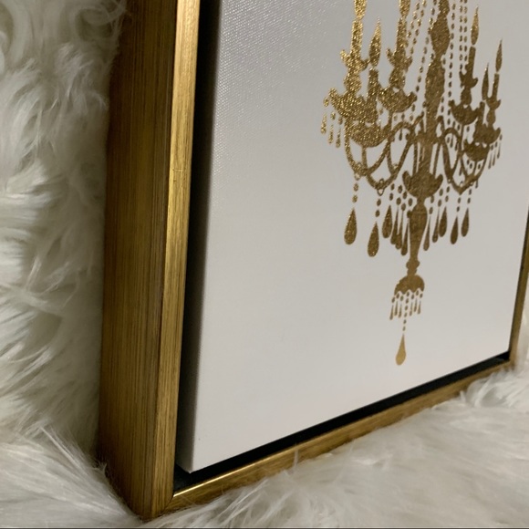 Gold Chandelier Framed Art/Canvas - Picture 3 of 11